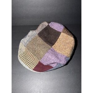 ORVIS men's L Patchwork Pure Wool Plaid Hat Made In Ireland EUC